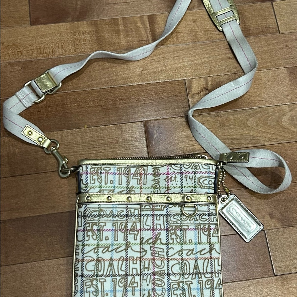 Coach Small Crossbody with Fuchsia Lining and Gold Trim
